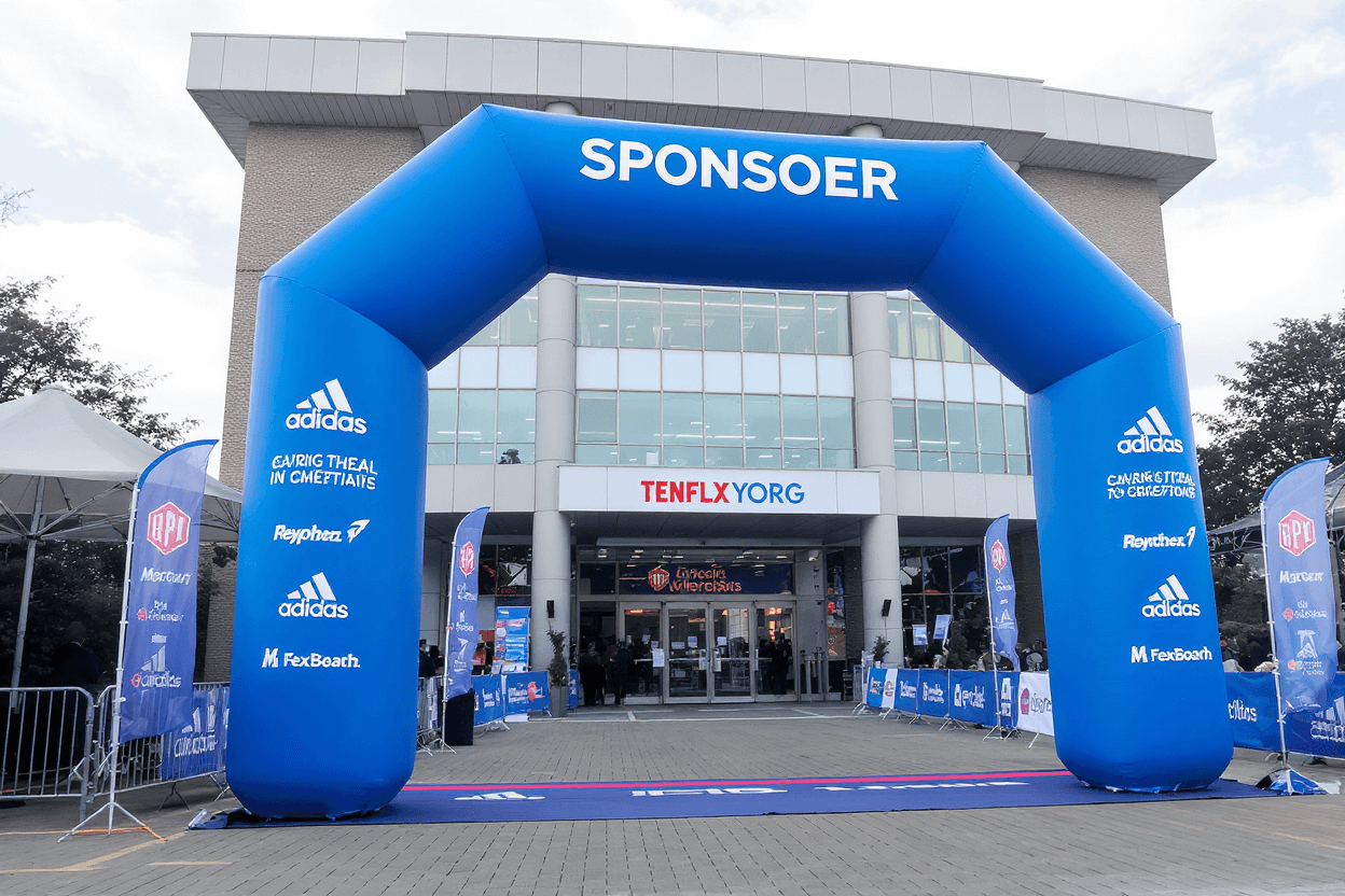 Arche gonflable en location pour entrée d'événement d'entreprise