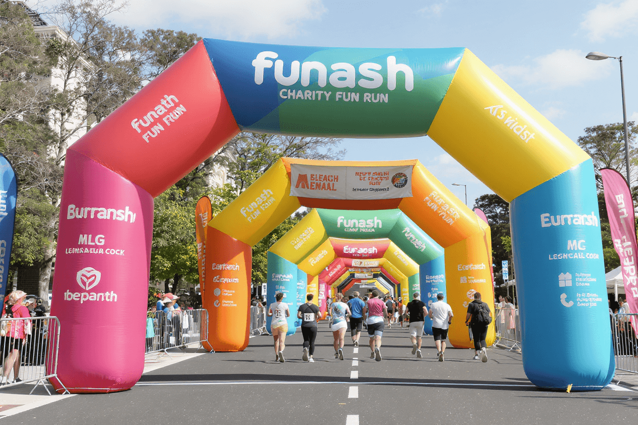 arche gonflable personnalisée pour course caritative